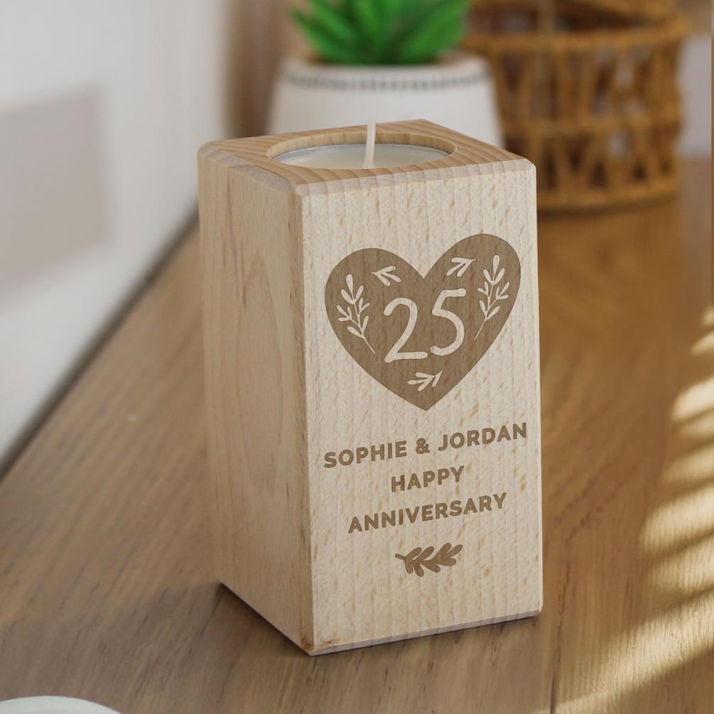 Personalised Anniversary Wooden Tealight Holder Extra Image 1
